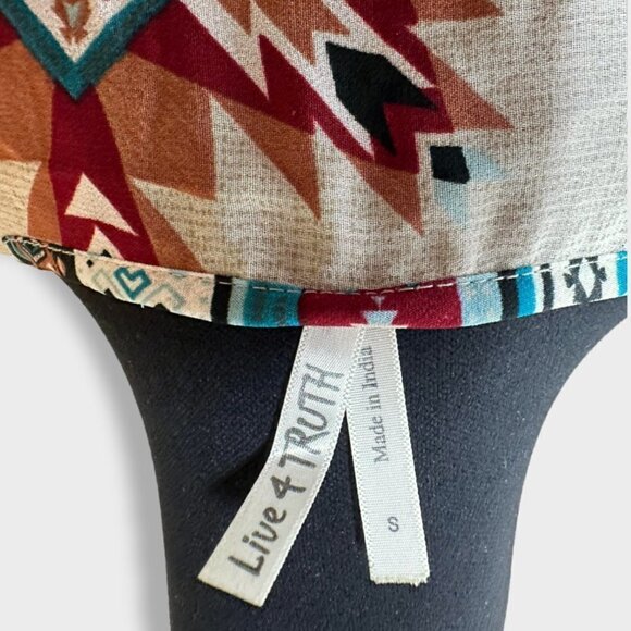 LIVE 4 Truth Bohemian Tribal Sheer Tunic Top Size S - Picture 7 of 8